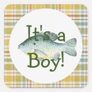 It's a Boy Fishing Baby Shower Sticker