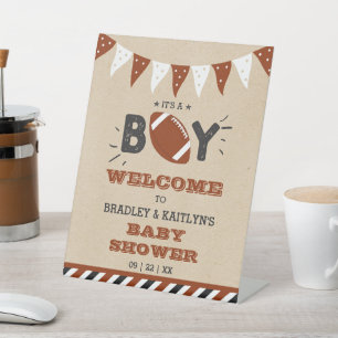It's A Boy! Football Themed Baby Shower Welcome Pedestal Sign