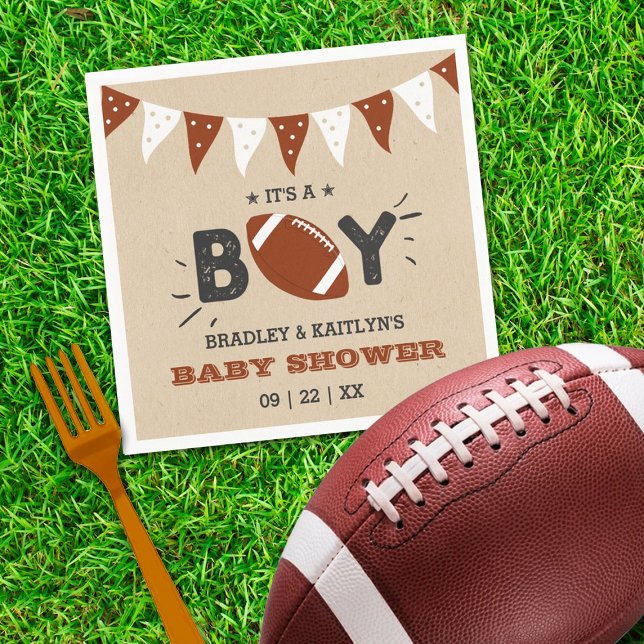 It's A Boy! Football Themed Co-ed Baby Shower Napkin (Creator Uploaded)