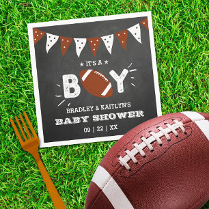 It's A Boy! Football Themed Co-ed Baby Shower Napkin
