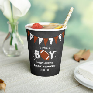 It's A Boy! Football Themed Co-ed Baby Shower Paper Cups