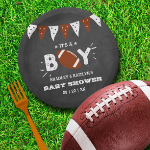 It's A Boy! Football Themed Co-ed Baby Shower Paper Plate
