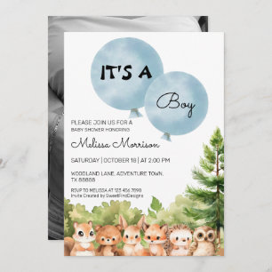 It's A Boy Forest Animals Baby Boy Shower Invitation