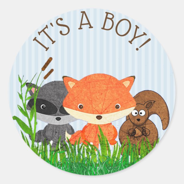 Its a Boy Forest Animals Woodland Creature Sticker (Front)