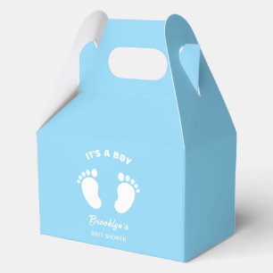 Its A Boy Fun Trendy Baby Shower Blue White Feet Favour Box