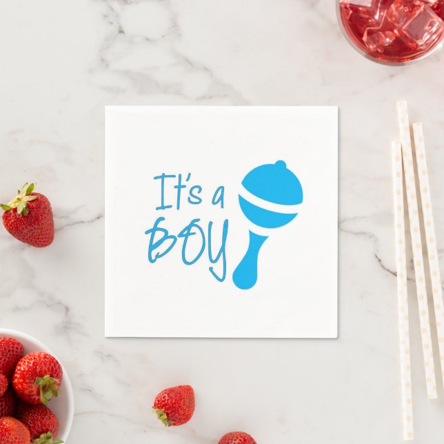 It's a boy Gender reveal Baby Shower Blue Napkin (Insitu)