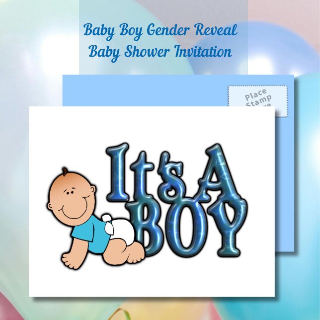 It's a Boy Gender Reveal | Baby Shower Invitation (It's a Boy Gender Reveal Postcard | Baby Shower Invitation)