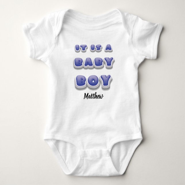 "It's a Boy! Gender Reveal Newborn Baby Grow Gift" Baby Bodysuit (Front)