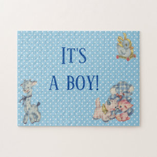 It's a Boy Gender Reveal Surprise Blue Jigsaw Puzzle