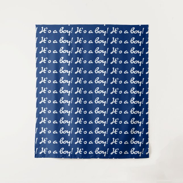It's a Boy Gender Reveal White Selfie Backdrop Tapestry (Front)