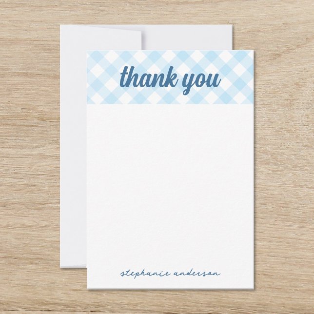 It's a Boy Gingham Baby Shower Thank You Card (Creator Uploaded)