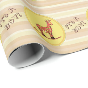 It's A Boy-Giraffe Rocking Horse Wrapping Paper