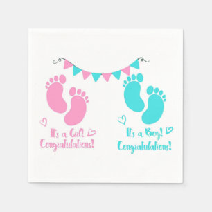 It's A Boy Girl Twin Baby Shower Napkin