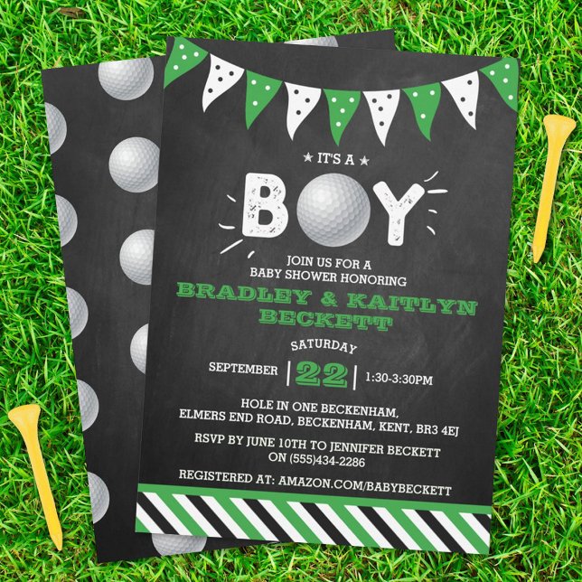 It's A Boy! Golf Themed Co-ed Baby Shower Invitation (Creator Uploaded)