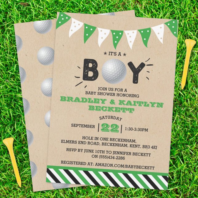 It's A Boy! Golf Themed Co-ed Baby Shower Invitation (Creator Uploaded)