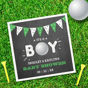 It's A Boy! Golf Themed Co-ed Baby Shower Napkin