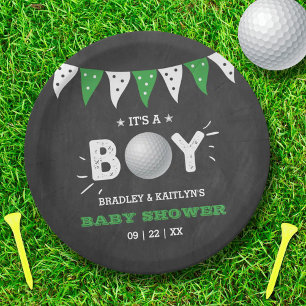 It's A Boy! Golf Themed Co-ed Baby Shower Paper Plate