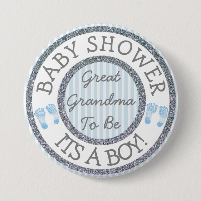 Its a Boy, Great Grandma to be Baby Shower Button (Front)