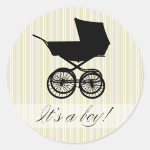 It's a Boy! Green Baby Buggy Sticker