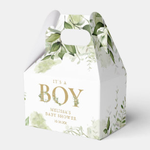 Its A Boy Greenery Botanical Gold Baby Shower Favour Box