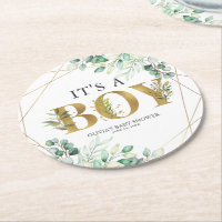 Its a Boy Greenery Eucalyptus Gold Baby Shower