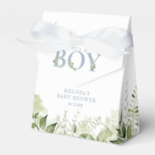 Its A Boy Greenery Foliage Dusty Blue Baby Shower Favour Box