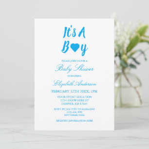 It's a Boy Heart Baby Shower Invitation
