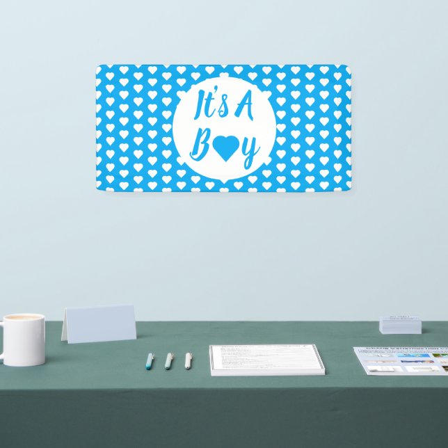 It's a Boy Heart Pattern Banner (Tradeshow)
