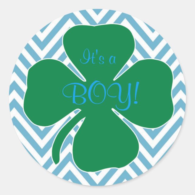 It's a Boy Irish themed Baby Shower Stickers (Front)