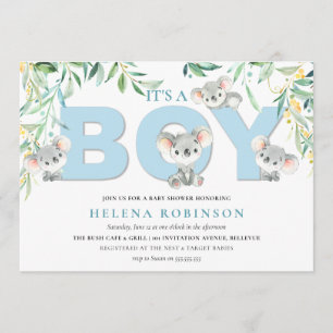 It's A Boy Koala Babies Baby Shower Invitations