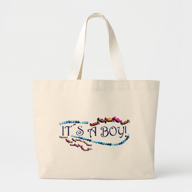 Its a Boy Large Tote Bag (Front)