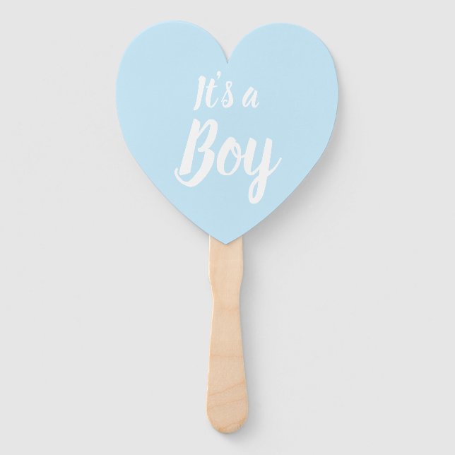 It's a Boy, light blue baby shower, gender reveal Hand Fan (Front)