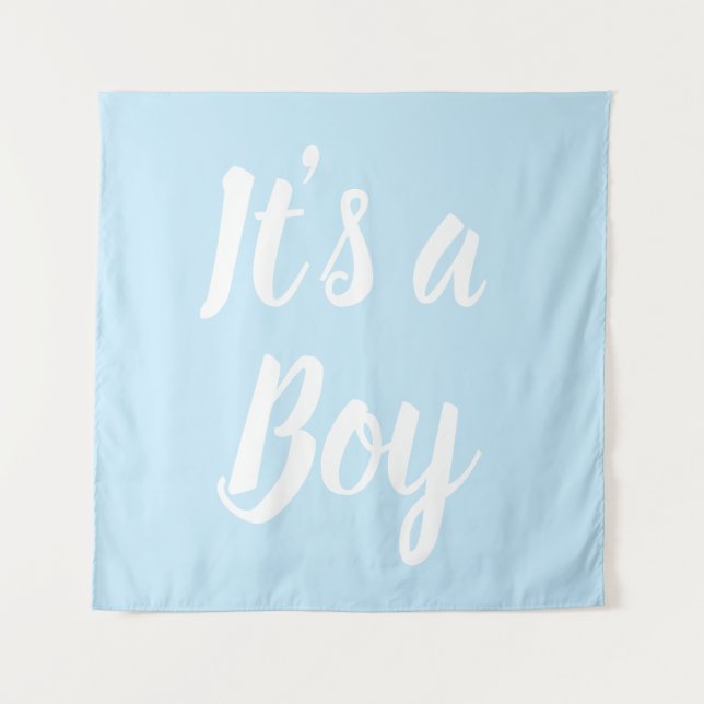 It's a Boy, light blue baby shower, gender reveal Tapestry (Front)