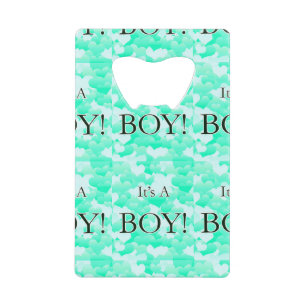 It's A Boy! Light Greens Credit Card Bottle Opener