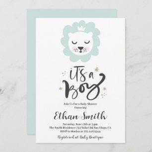 It's a Boy Lion Baby Shower Invitation