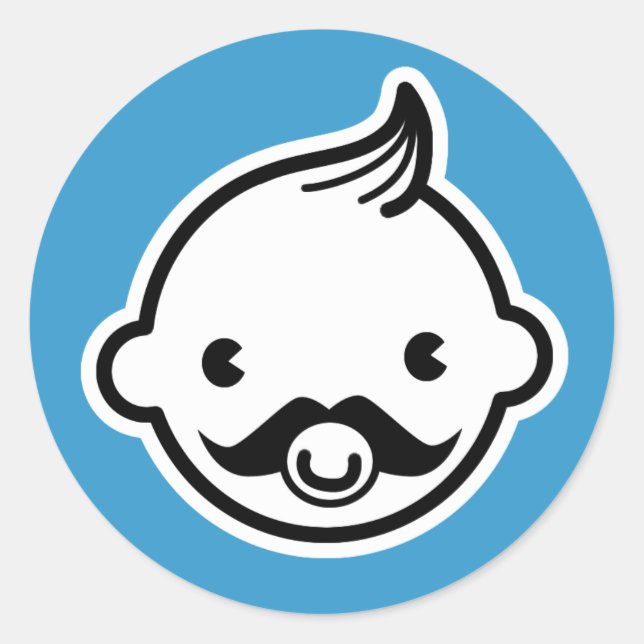 It's a boy! Little Man Moustache Blue Stickers (Front)