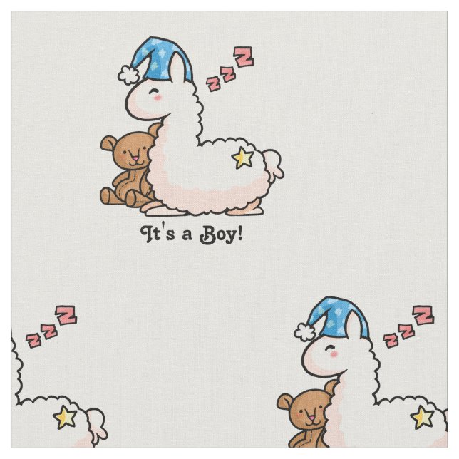 It's a Boy Llama! Fabric (Close Up)