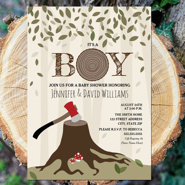 It's A Boy Lumberjack Woodland Invitation (Creator Uploaded)