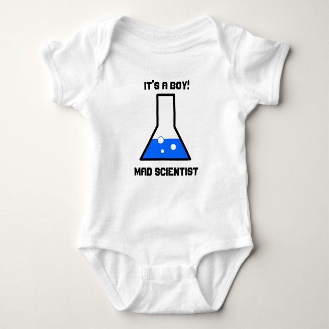 It's a Boy!  Mad Scientist Baby Baby Bodysuit (Front)