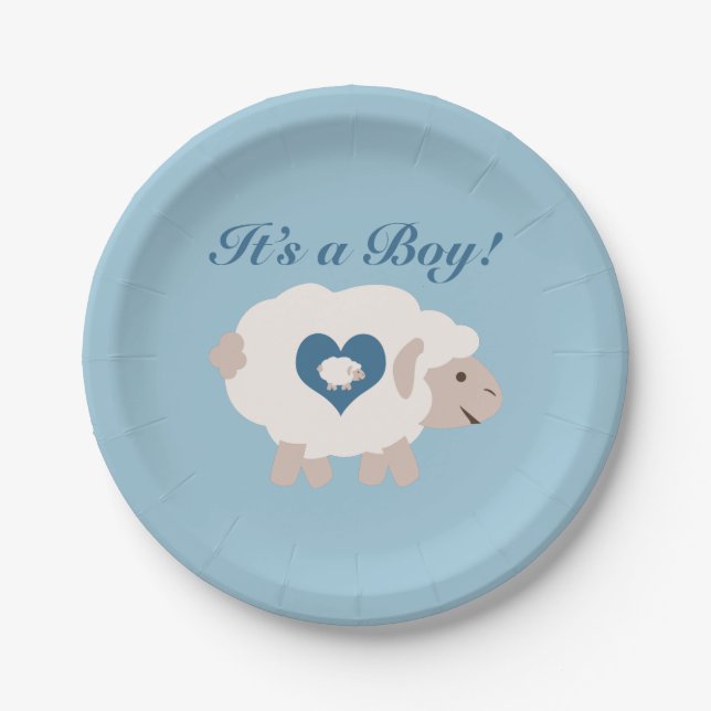 It's a Boy! Mama Sheep Paper Plate (Front)