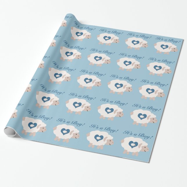It's a Boy! Mama Sheep Wrapping Paper (Unrolled)