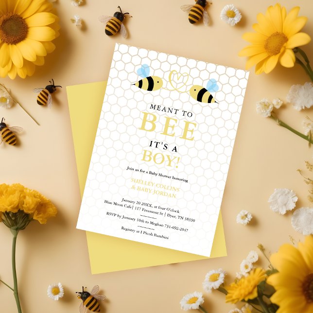 It's a Boy Meant To Bee Quote Funny 2 Bees In Love Announcement (It's a Boy Meant To Bee Quote Funny 2 Bees In Love Announcement Card)