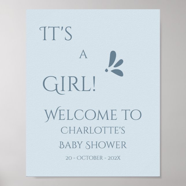 It's A Boy! Minimalism Pastel Blue Baby Shower Poster (Front)