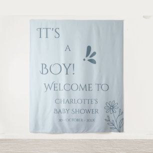 It's A Boy! Minimalism Pastel Blue Baby Shower Tapestry