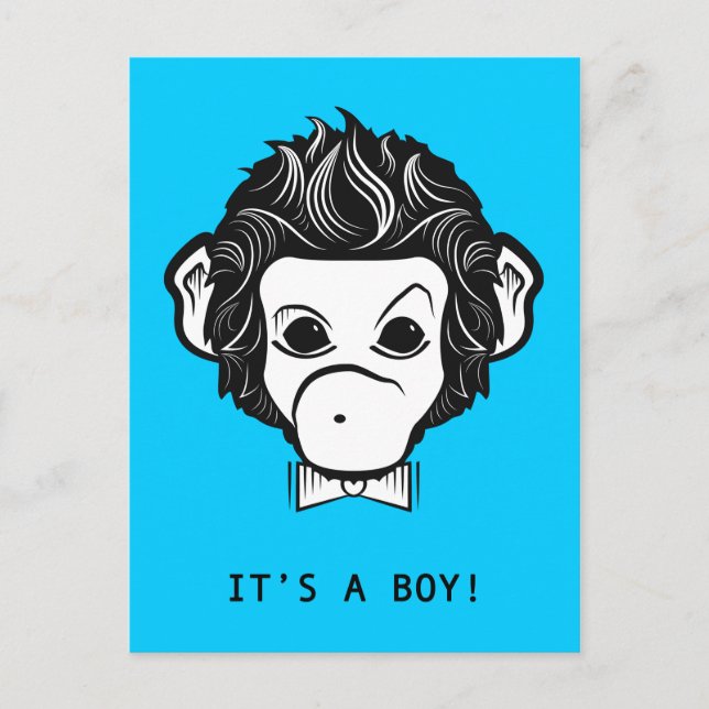 it's a boy! mister monkey postcard (Front)