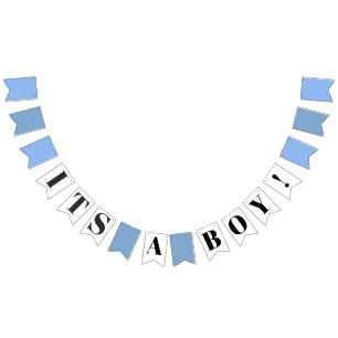 It's a Boy! Modern Blue Baby Shower Bunting Flags