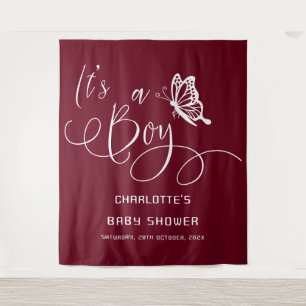 It's A Boy Modern Minimal Butterfly Baby Shower Tapestry