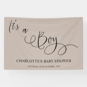 It's a Boy! Modern Minimal Calligraphy Baby Shower Banner
