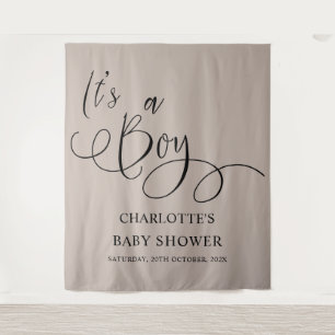 It's a Boy! Modern Minimal Calligraphy Baby Shower Tapestry