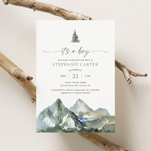 It's a Boy Mountain Forest Boy Baby Shower Invitation